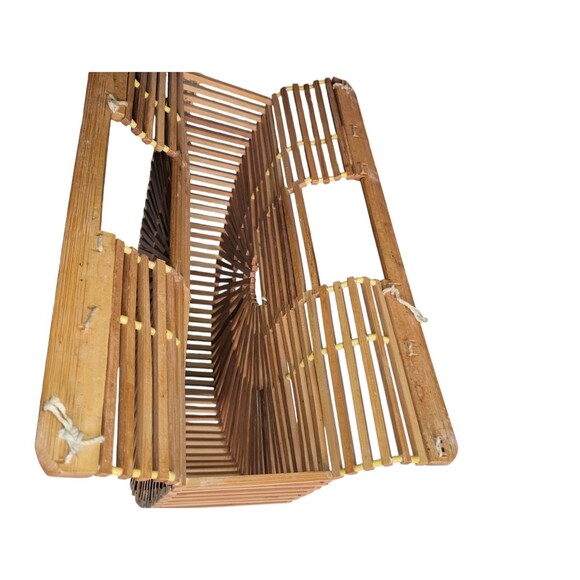 Bamboo Wood Handmade Half Moon Basket Handbag - Picture 10 of 12